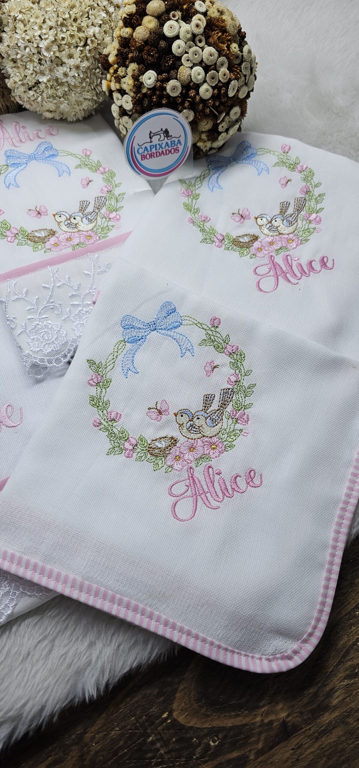 KIT 5 PEÇAS PERSONALIZADAS _ JARDIM COM LAÇO - Imagem 2